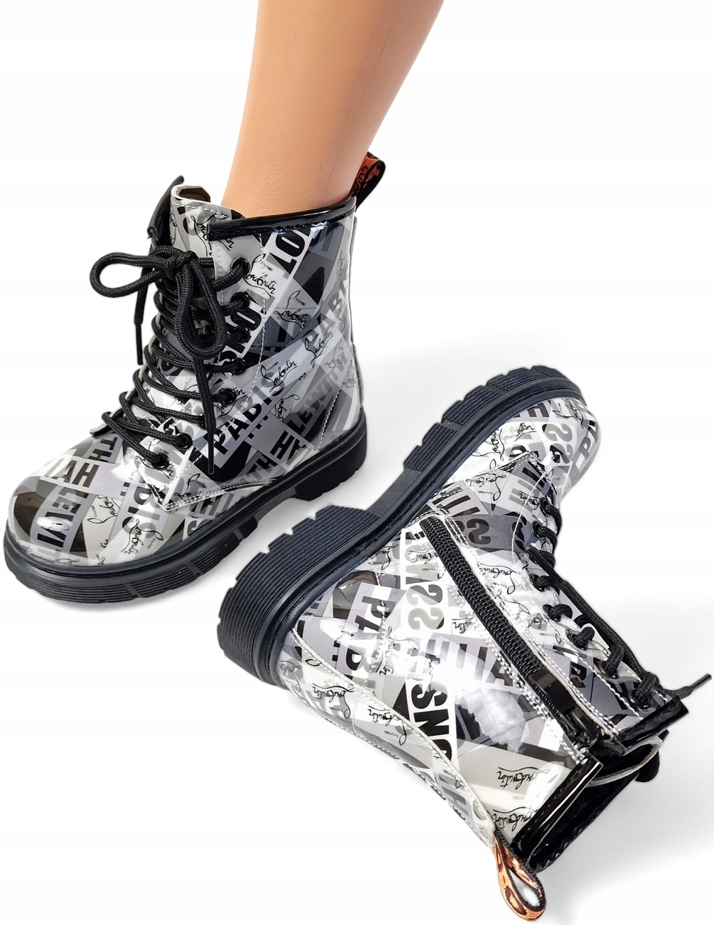 Botki Ocieplane Śniegowce Sznurowane Futerko Dziewczęce Kozaczki Zamek *25*