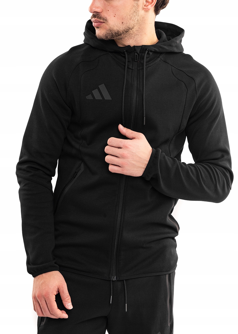 Pánská Mikina adidas Tiro 26 s kapucí, kapsami na zip, tepláková, černá, velikost S