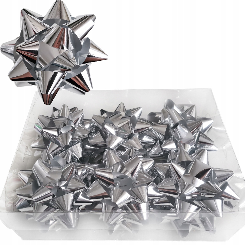 

Kokardki Rozetki Samoprzylepne Srebrne 11cm 12szt.