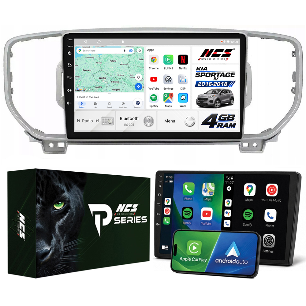 Rádio Navigace Android RS-305 Kia Sportage IV 2016-2018 4GB 9" Can