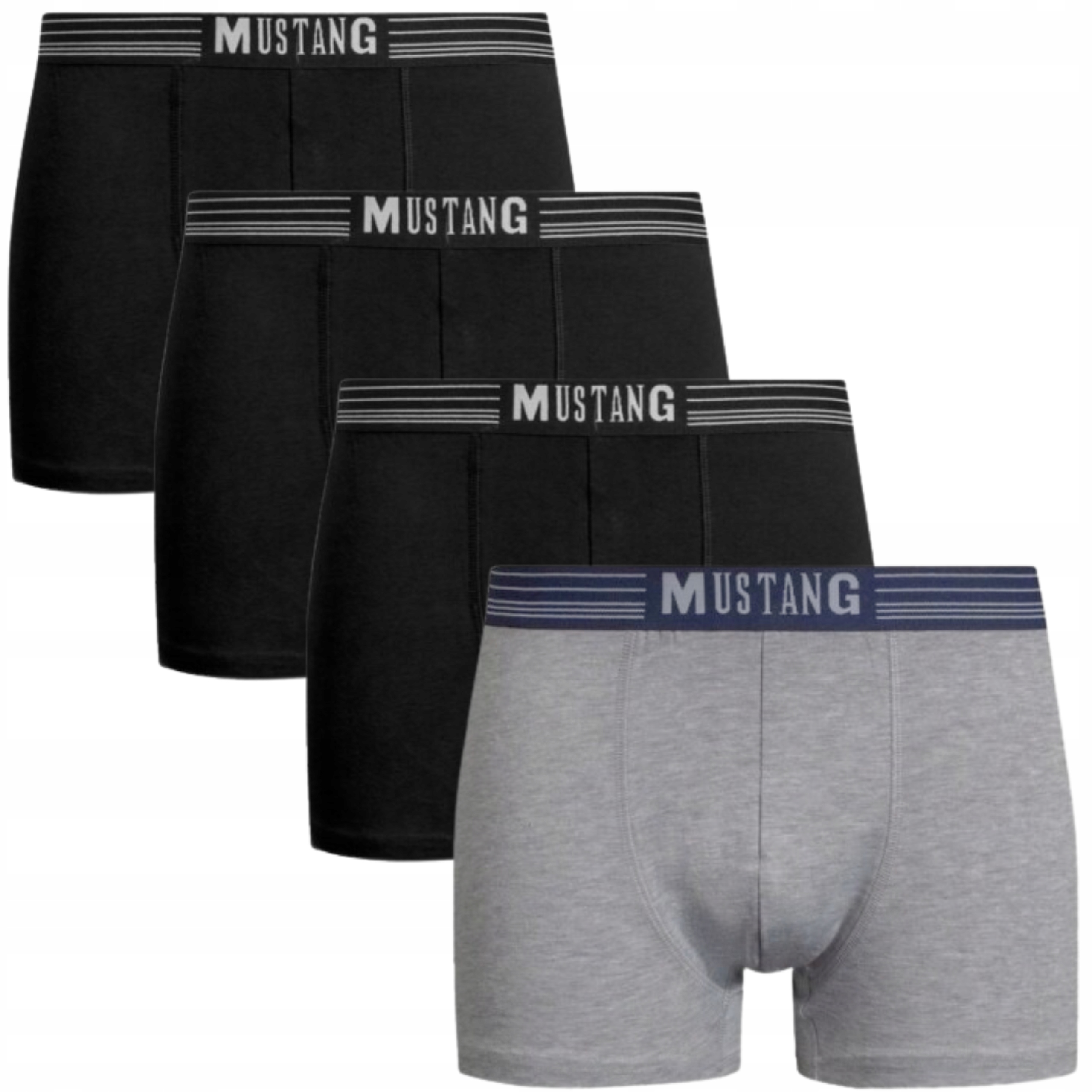 Majtki Bokserki Mustang r. XL Czarne Popiel 4 Sztuki