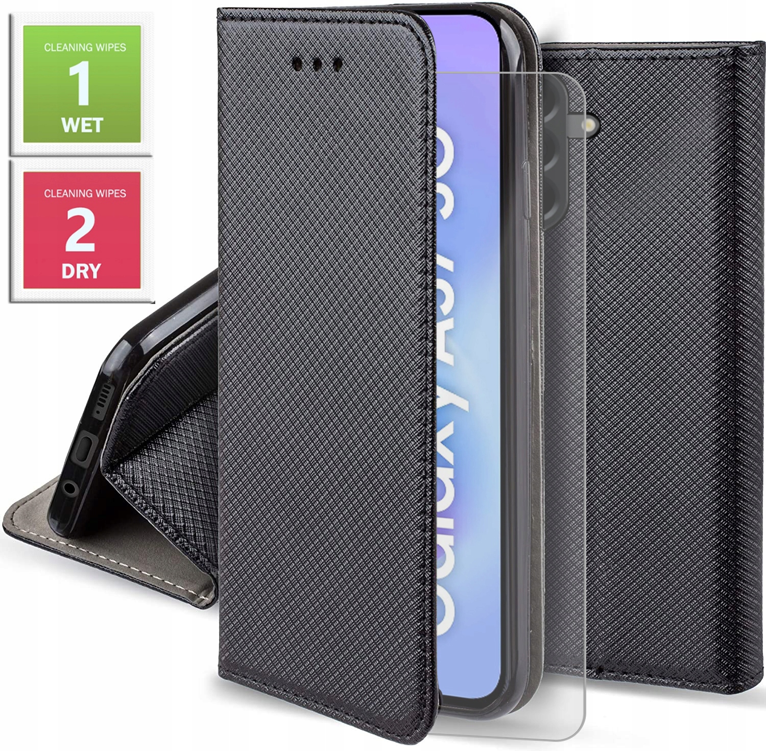 Etui do Samsung Galaxy A57 5G Magnet Smart (Czarne) Kabura Szkło 9H