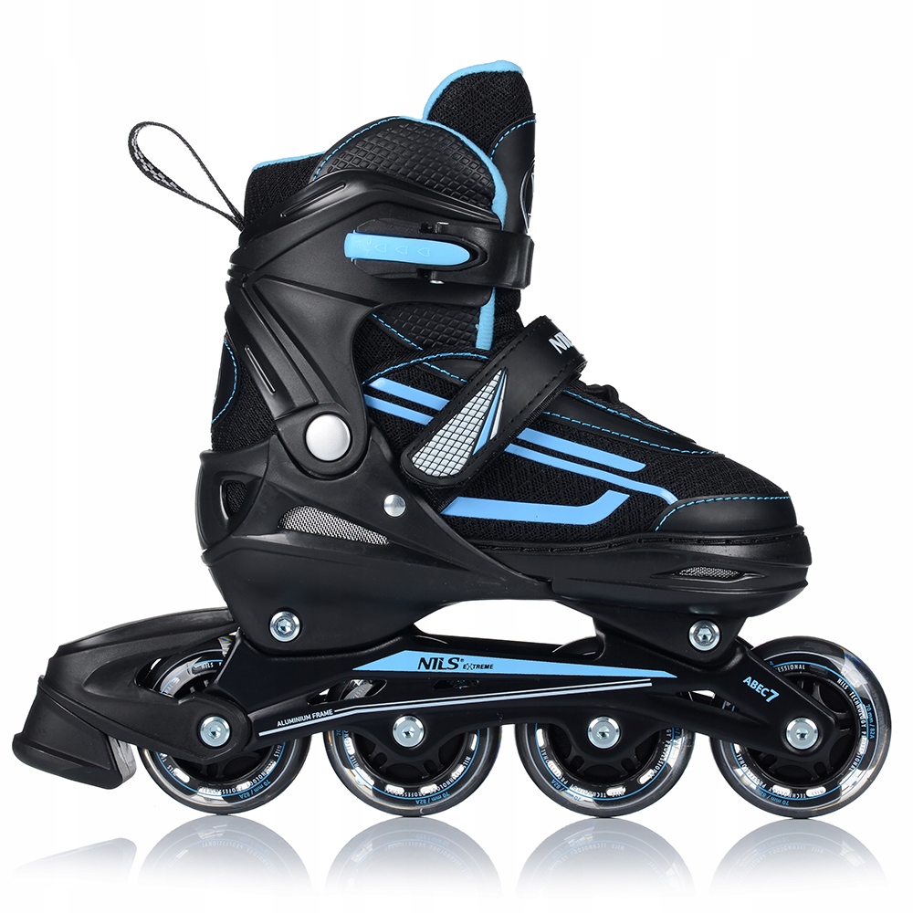 ŁYŻWOROLKI ROLKI DLA DZIECI DOROSŁYCH REGULOWANE KAUCZUKOWE KOŁA LED 39-42 Marka Nils Extreme