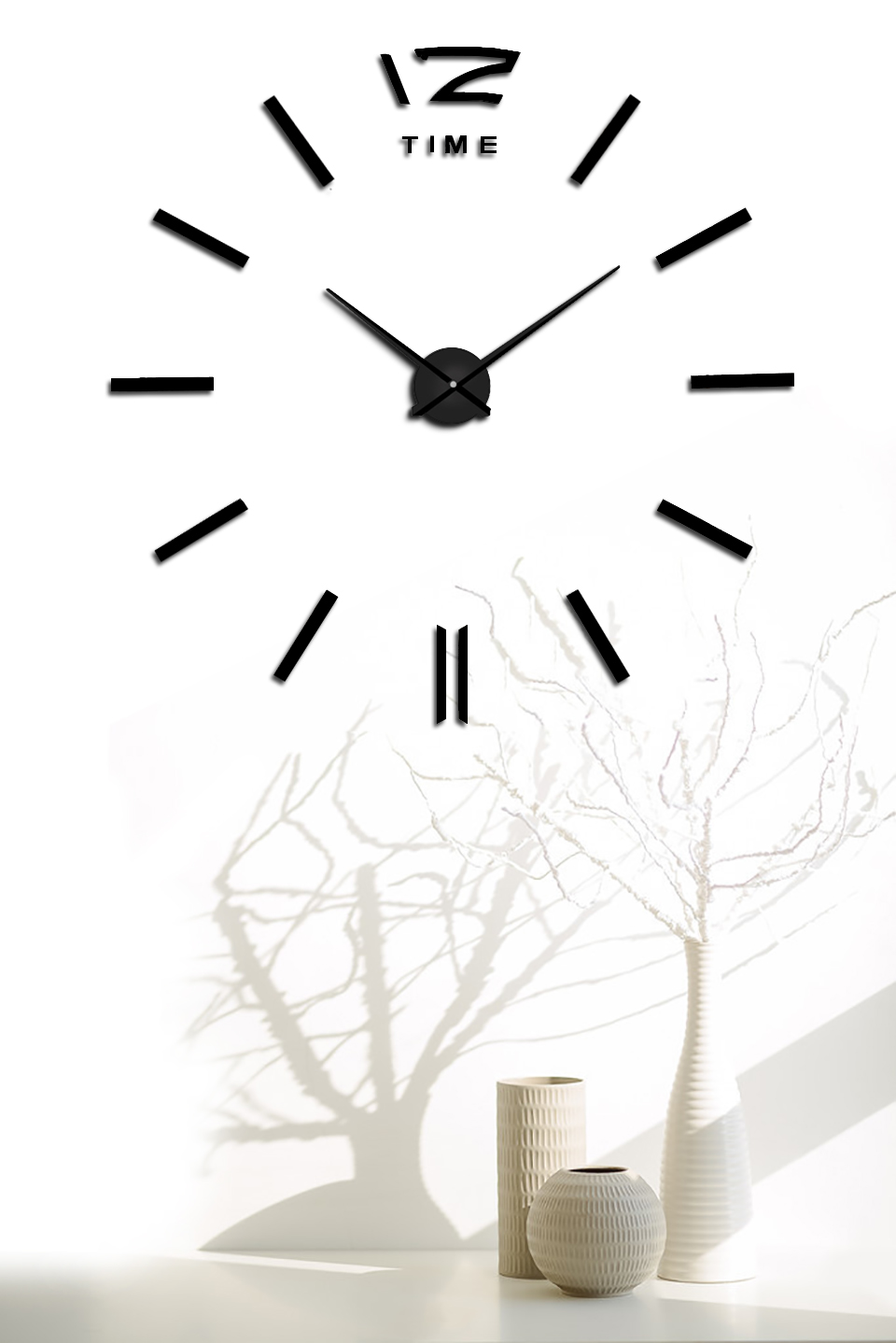 ZEGAR ŚCIENNY DIY CZARNY DUŻY NAKLEJANY NA ŚCIANĘ 3D CICHY LUSTRZANY 65-120 Materiał dominujący tworzywo sztuczne