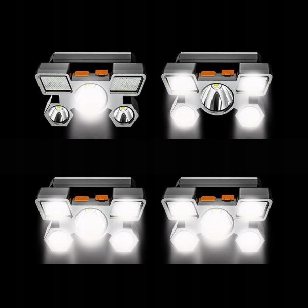 LATARKA CZOŁOWA CZOŁÓWKA 5 x LED MOCNA XPE USB AKU WODOODPORNA SOLIDNA Model 5 x LED MOCNA XPE USB AKU