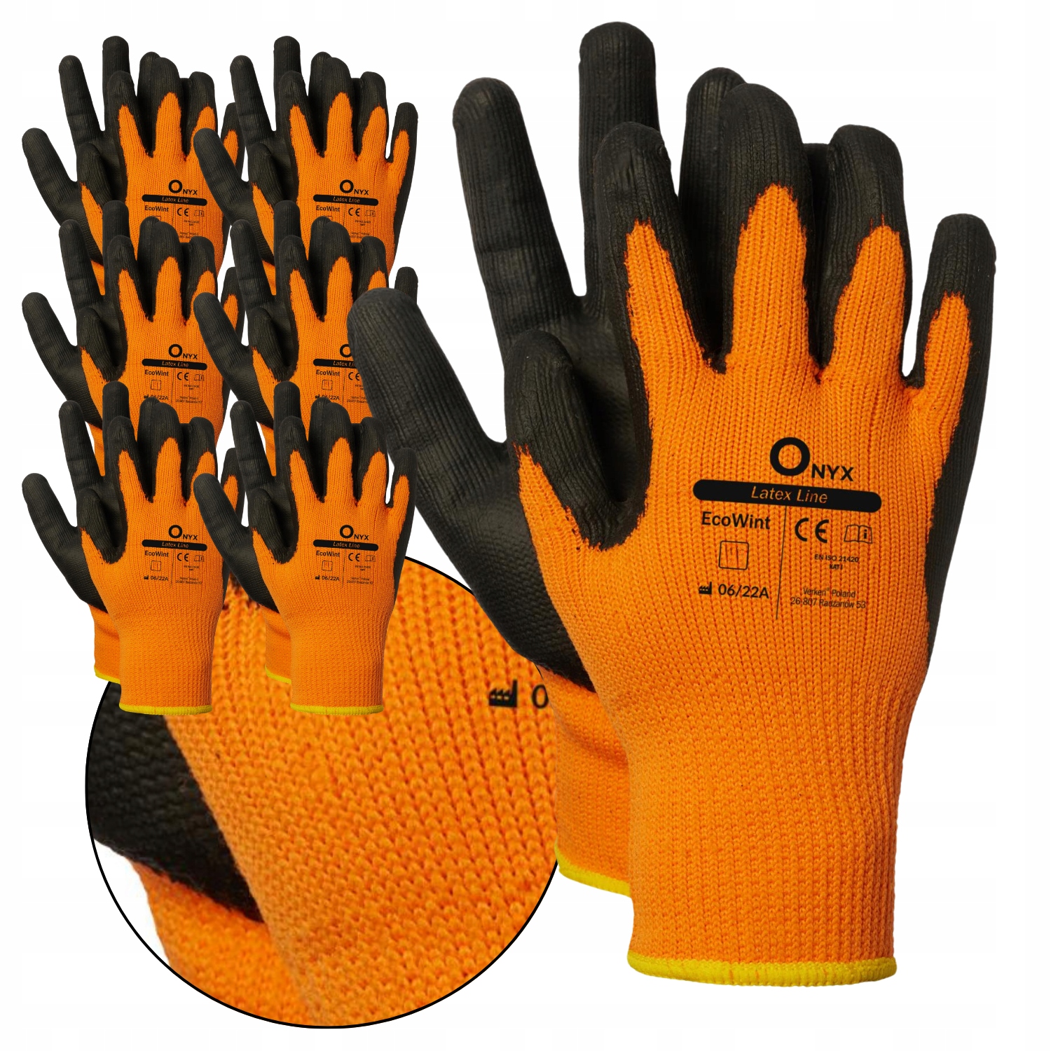 6x Rękawiczki RĘKAWICE robocze WYTRZYMAŁE ZIMOWE Ochronne OCIEPLANE M 8