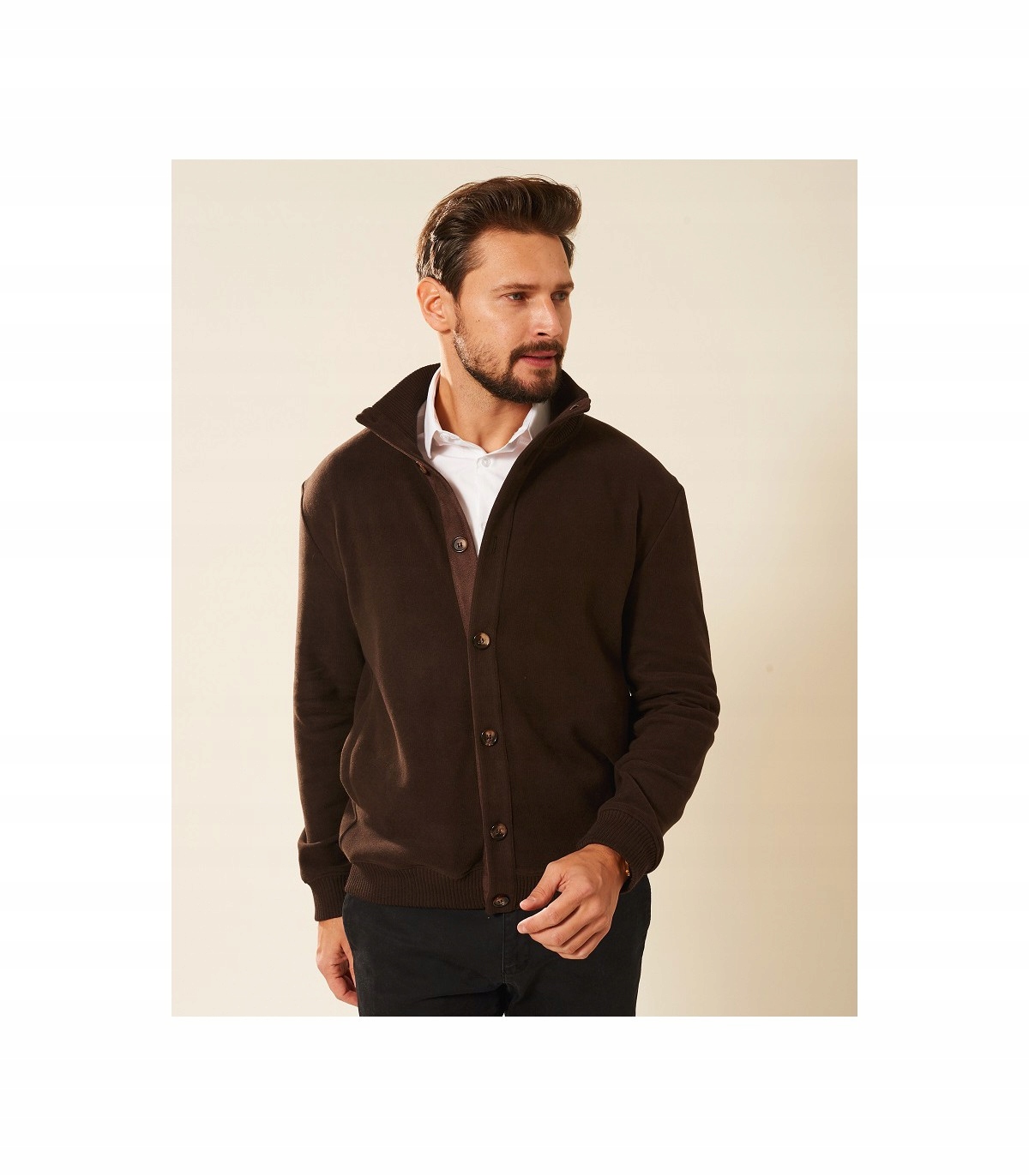 Svetr na knoflíky Deville hnědý M