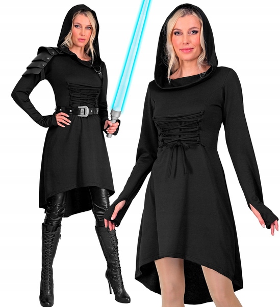 Kostým Středověká Tunika Černá Dámský Převlek Karneval Halloween XL