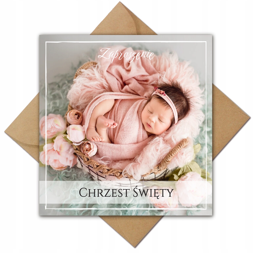Zaproszenia na Chrzest Personalizowane ze zdjęciem Wysokość produktu 15 cm