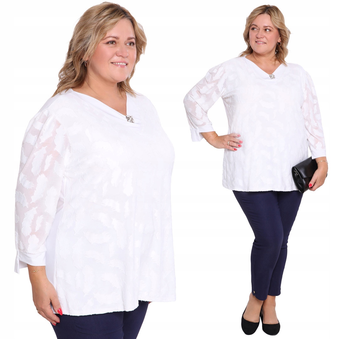 Bílá halenka s plus size vzorem velikost 48/50