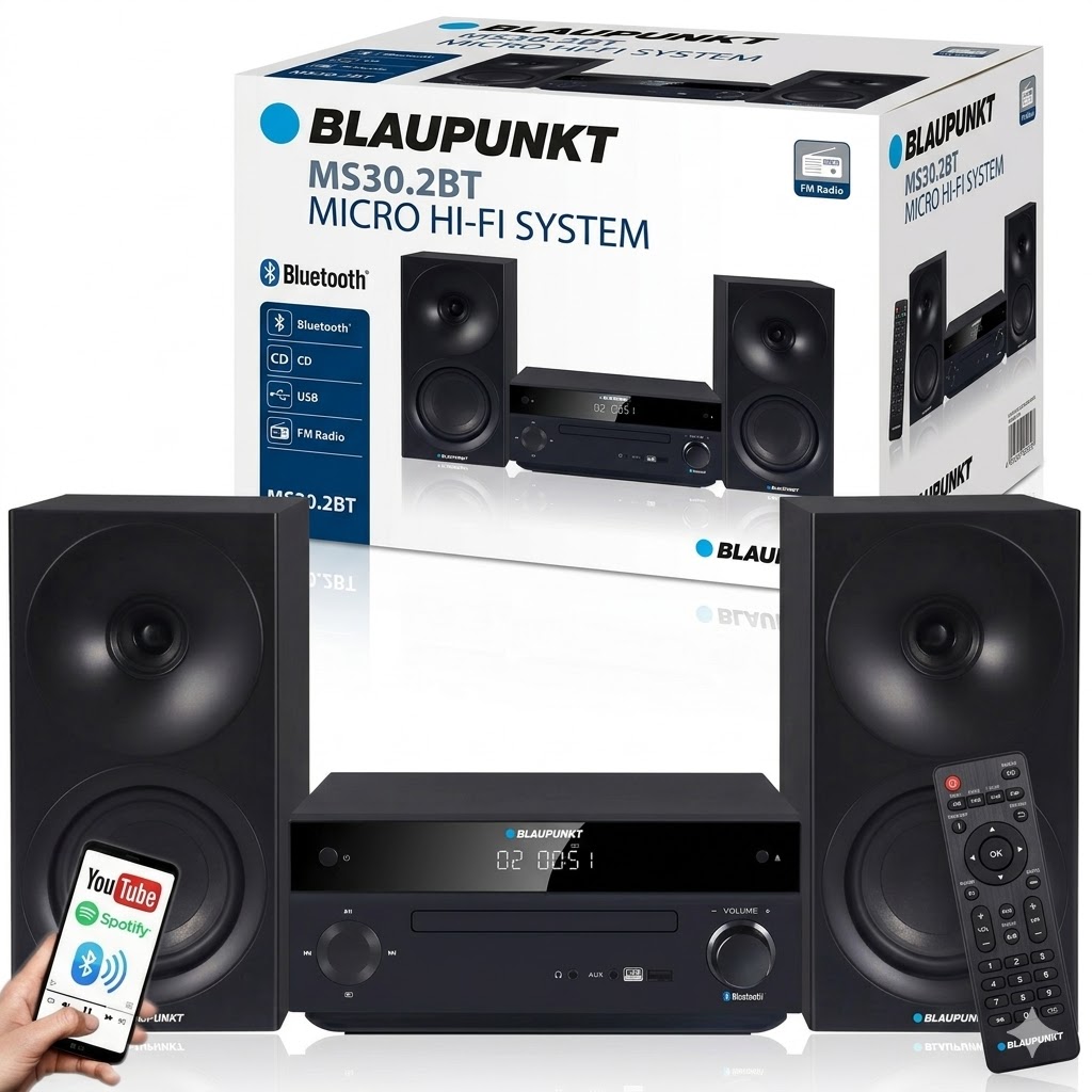 Mini Wieża Blaupunkt MS30.2BT Bt CD Usb 150W Hdmi Arc Aux Loudness Pilot