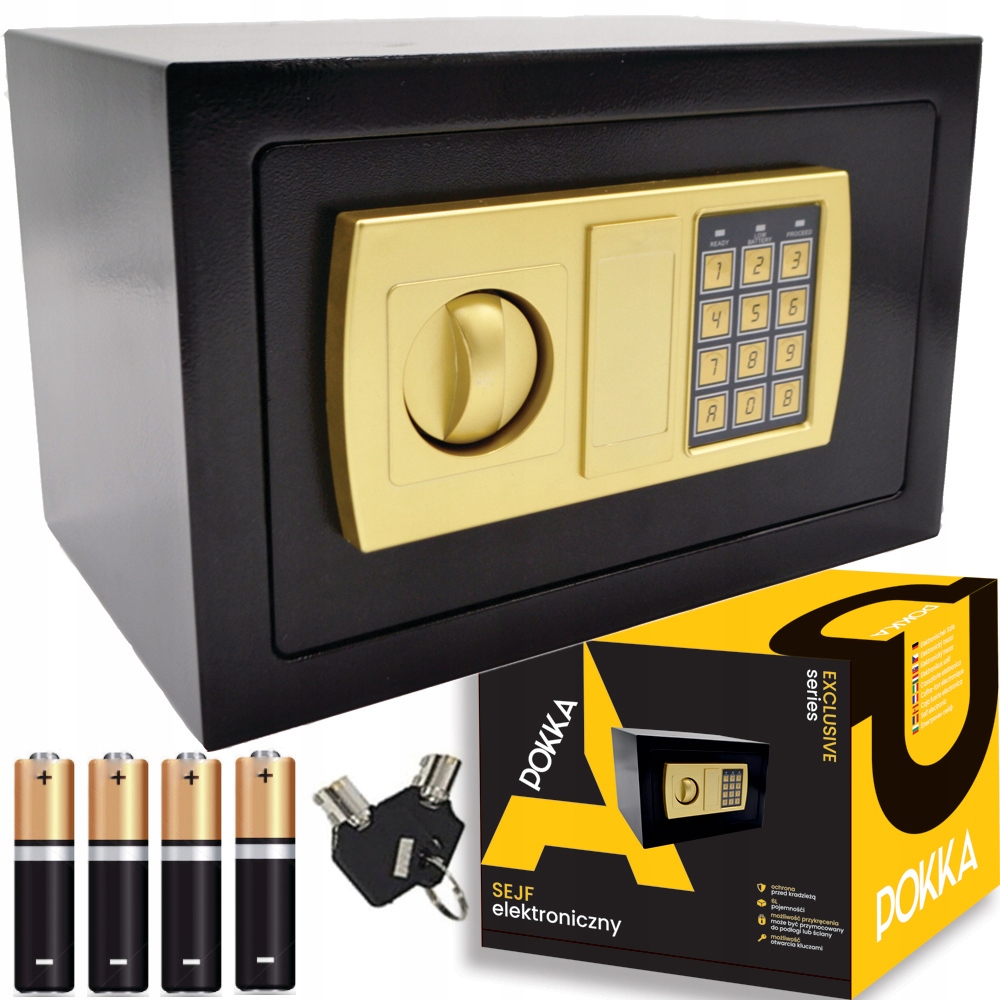 Duży Sejf Kasetka Elektroniczny Szyfr 5kg Czarny