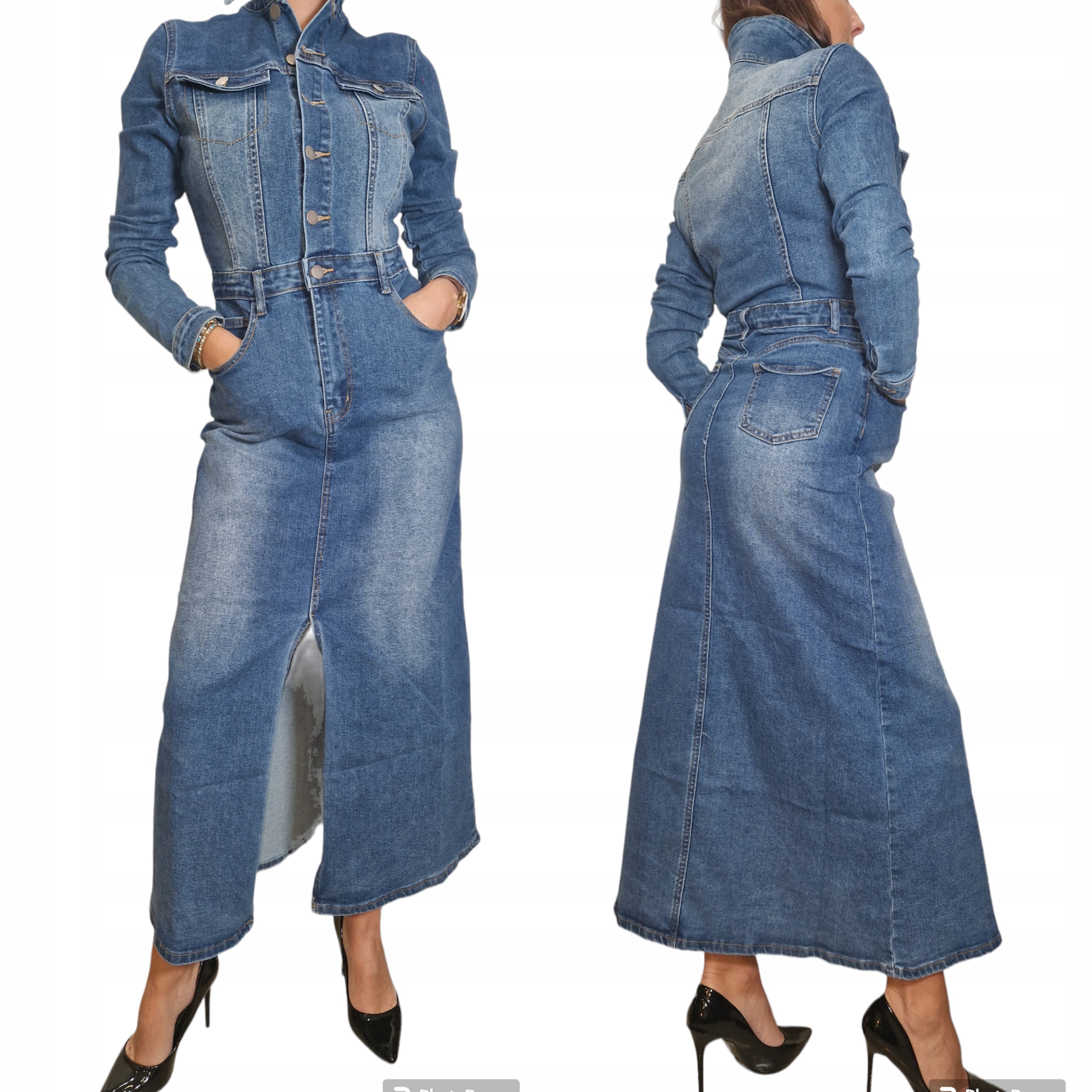 Šaty Přiléhavý dlouhý rukáv Maxi délka vel S