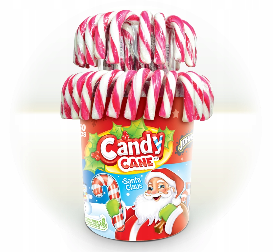 Levně Lízátka Vánoční Lízátka Na Stromeček Johny Bee Bílé A Červené 50 Ks Lesní Lízátko