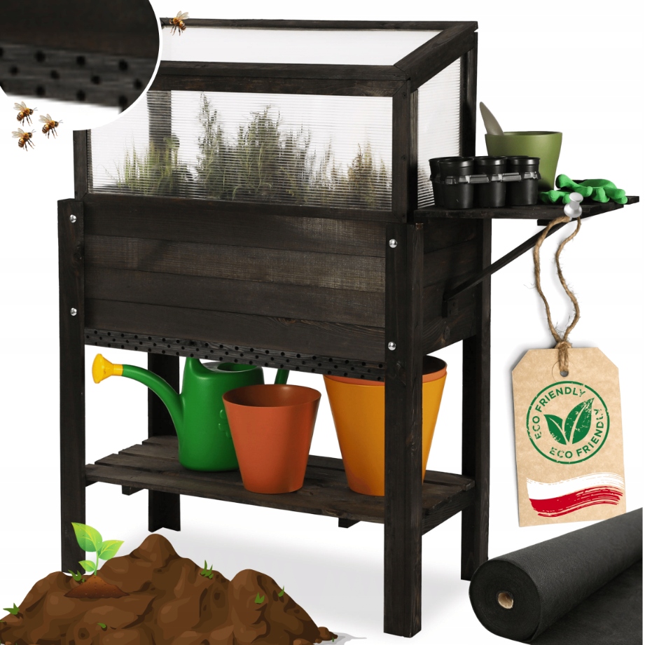 Skleník na nohách na balkón herbárium zeleninový záhon box 80x37 Eko 2x polička