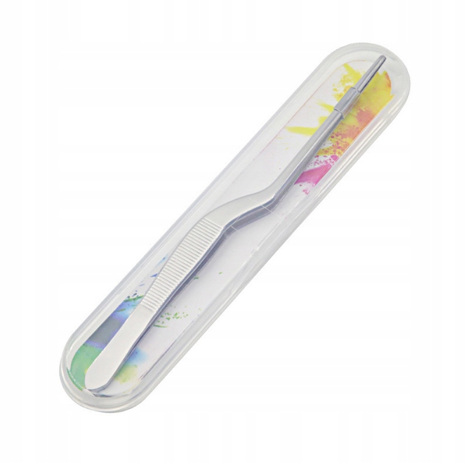 Profilowana pęseta do aplikacji rzęs | ozdób do paznokcie | srebrna Marka ManyBeauty