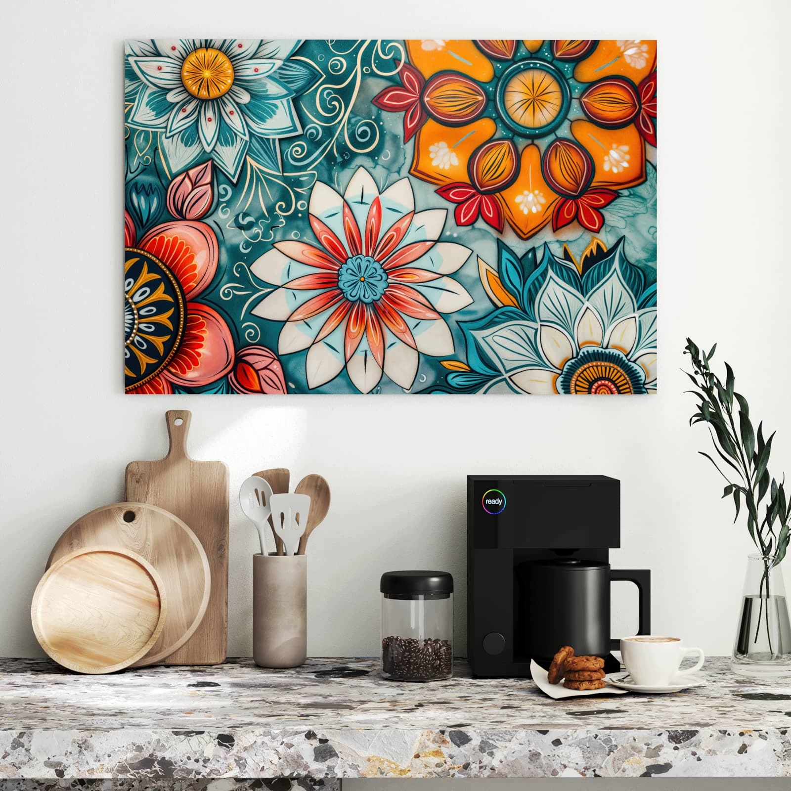Magnetická tabule Vzor Květinová mandala 90 × 60 cm