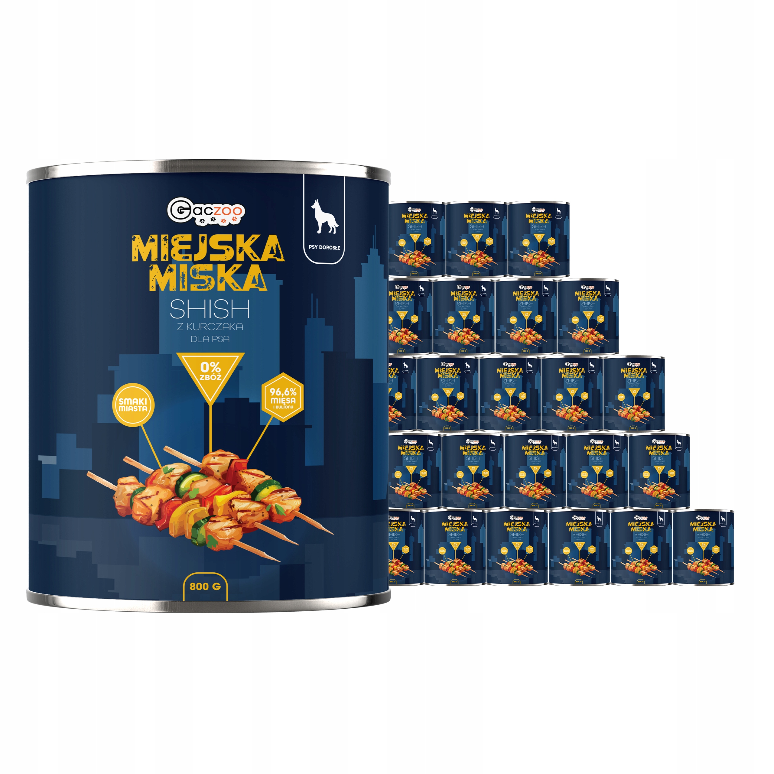 Levně Krmivo pro psa Městská miska Gaczoo Shish s kuřecím masem 24 x 800 g