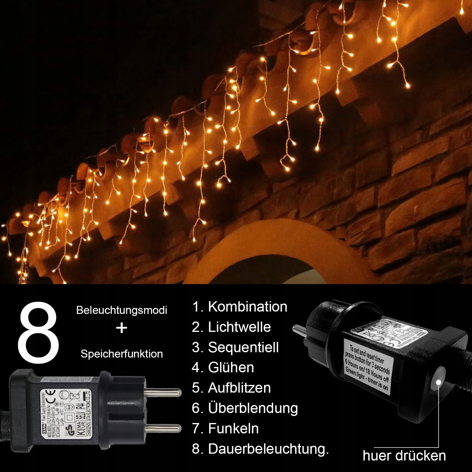 INTERGO KURTYNA GRILANDA ŚWIETLNA ZEWNĘTRZNA LAMPKI WODOODPORNE 10M 400 LED — miniatura 4