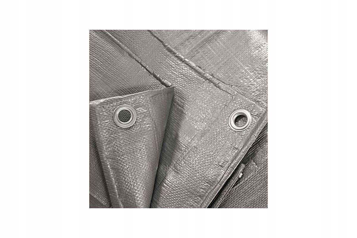 PLANDEKA WZMACNIANA WODOODPORNA SREBRNA GRUBA 120g/M2 UV+ 5x5M Długość 5 m