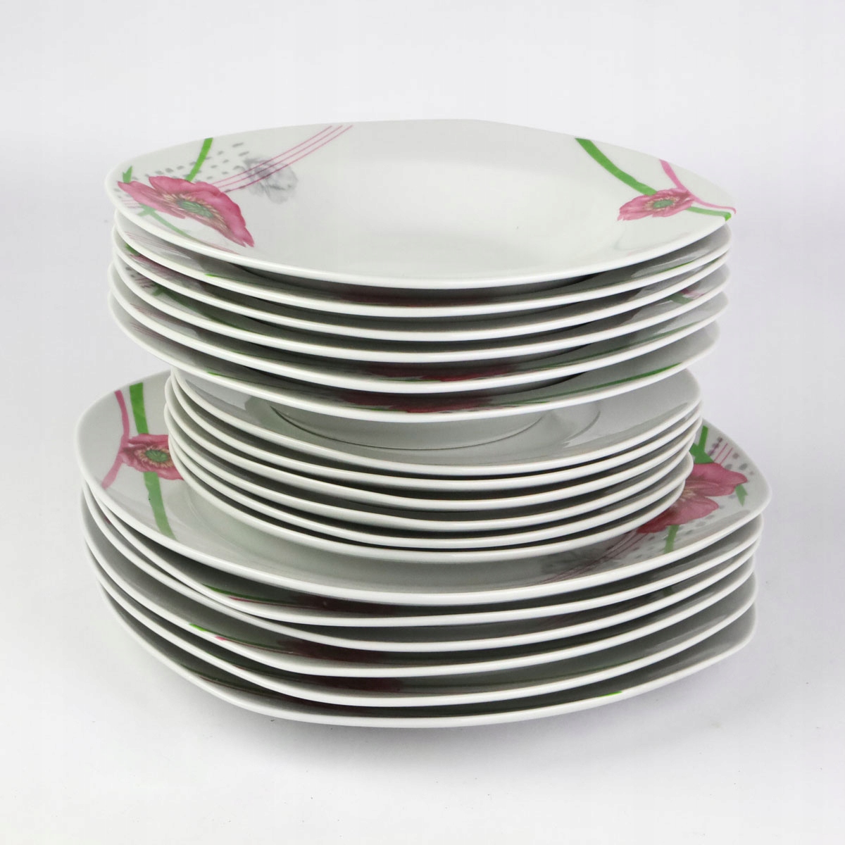 SERWIS OBIADOWY KOMPLET TALERZY KWADRATOWY AURA OPIUM KWIAT 18-EL EAN (GTIN) 5902645402438