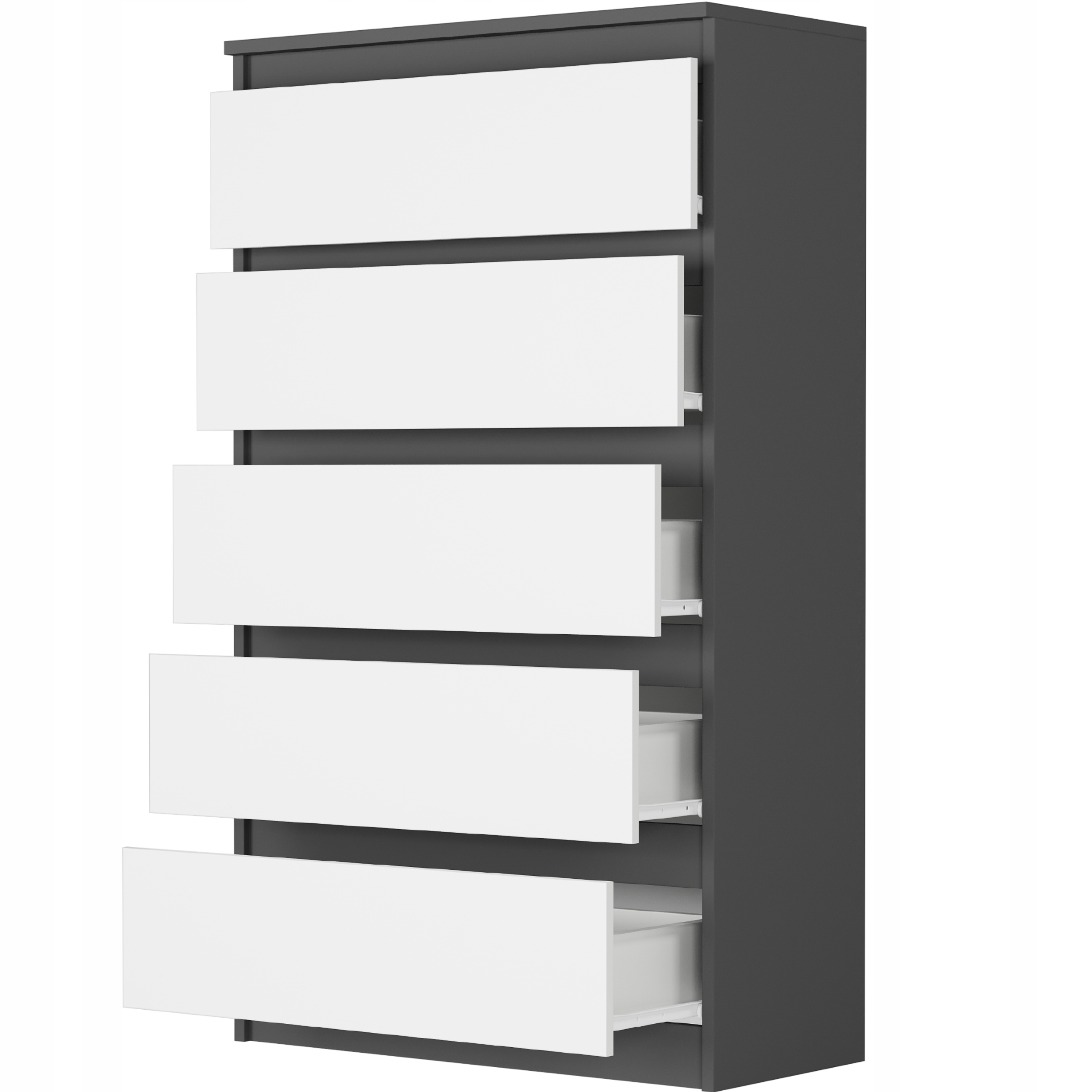 DUŻA KOMODA 5 SZUFLAD SZAFKA POLSKIE MEBLE R-5 ANTRACYT MIX