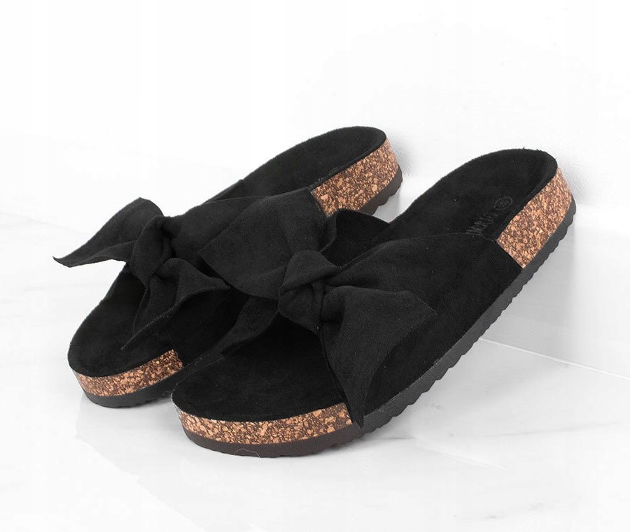 ZAMSZOWE KLAPKI Z KOKARDĄ NA KORKU PROFILOWANE Płeć kobieta