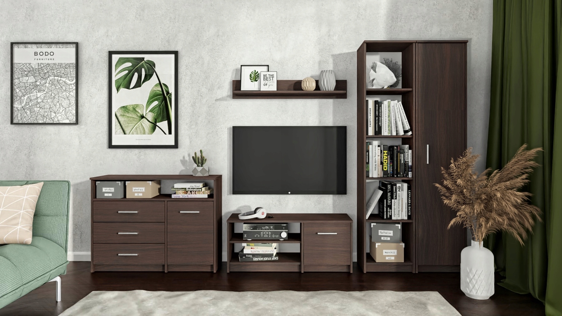 Regał biurowy zamknięty BODO R40Z WENGE szafa UFC Głębokość mebla 35 cm