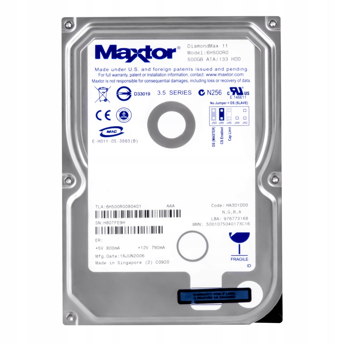 Maxtor DiamondMax 11 500GB 7.2K 16MB Ata 3.5'' 6H500R0