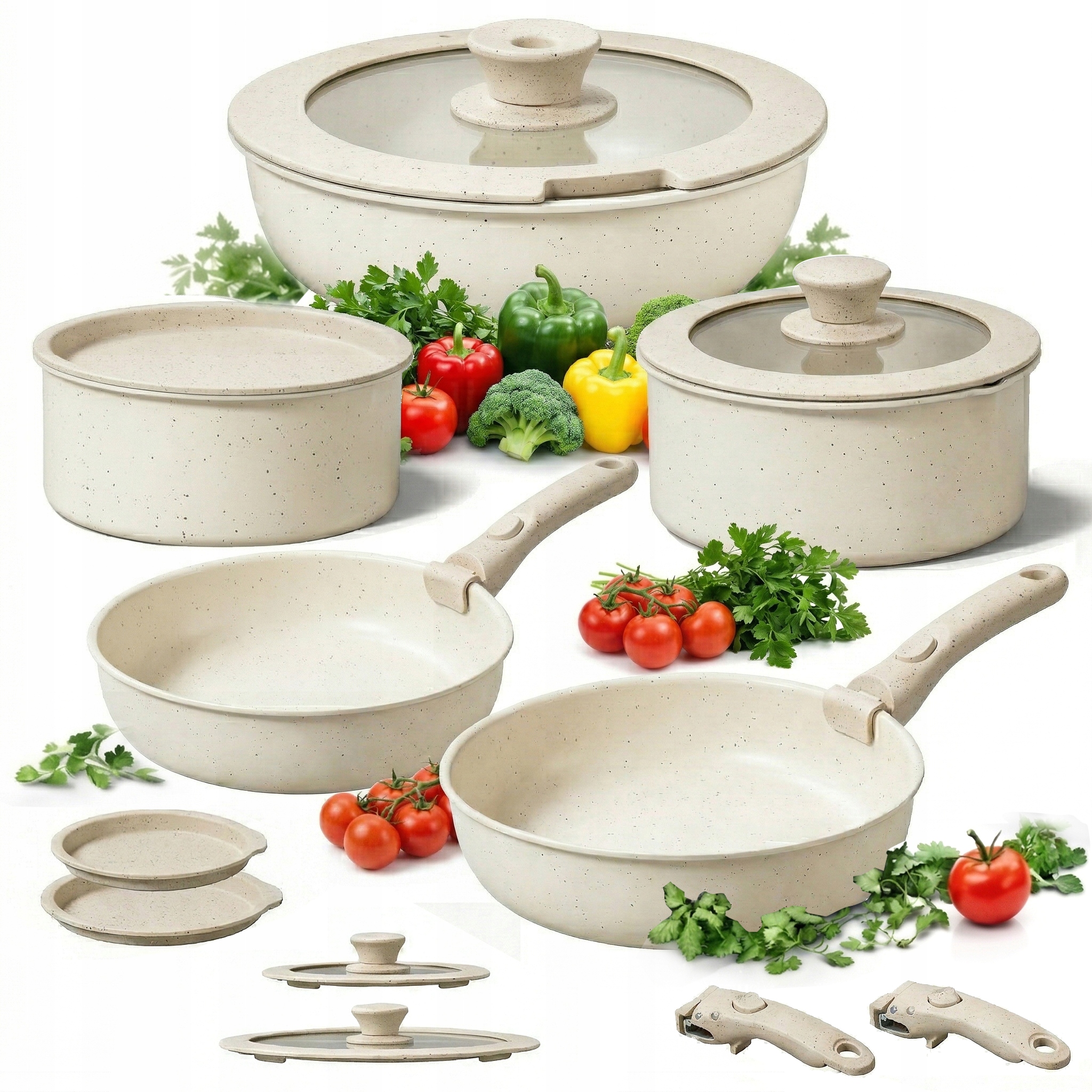 ZESTAW GARNKÓW 11EL. Z POWŁOKĄ NIEPRZYWIERAJĄCĄ GLĘBOKIE UNIWERSALNE RĄCZKA