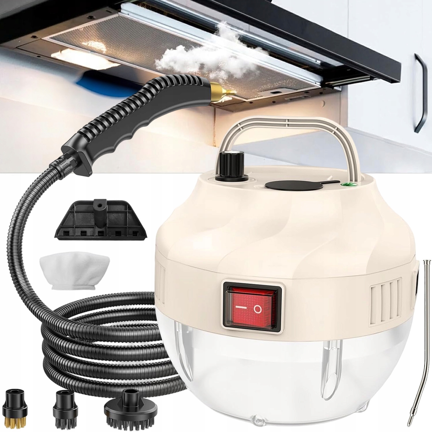 Přenosný Ruční Parní Čistič Vysavač Parní Multifunkční 1500W Sada