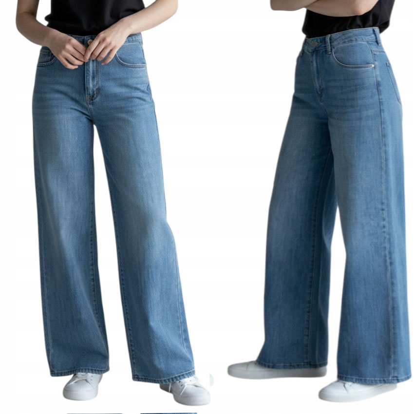 M.sara Damskie Spodnie Jeansowe Szerokie Nogawki Szwedy Wide Leg 46 3XL