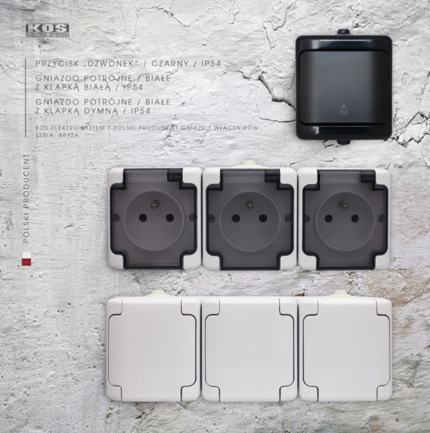 Gniazdo pojedyncze hermetyczne SCHUKO szary IP54 Marka KOS