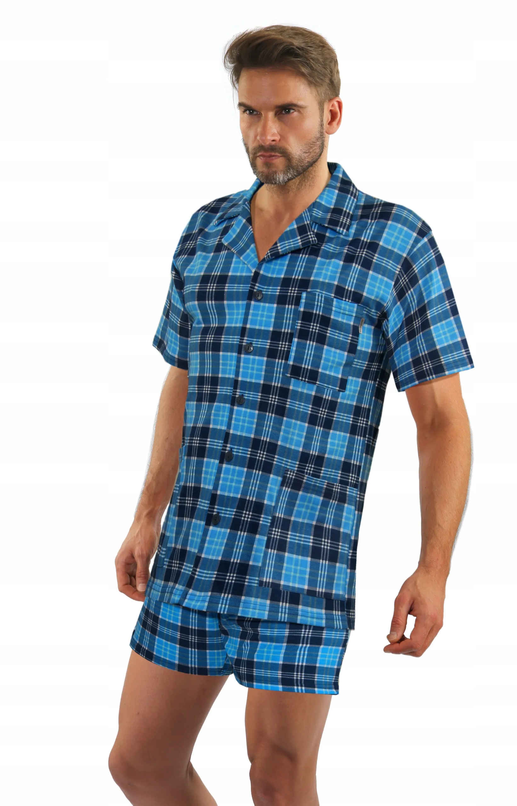 Sesto Senso Pánské rozepínací krátké bavlněné pyžamo 2629/13 4XL