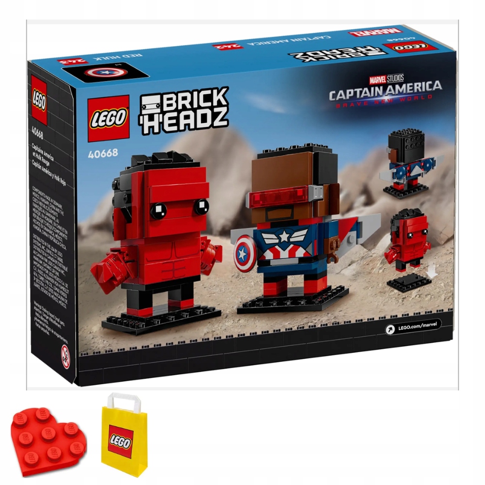 Lego BrickHeadz 40668 Figurky Kapitána Ameriky a Červeného Hulka