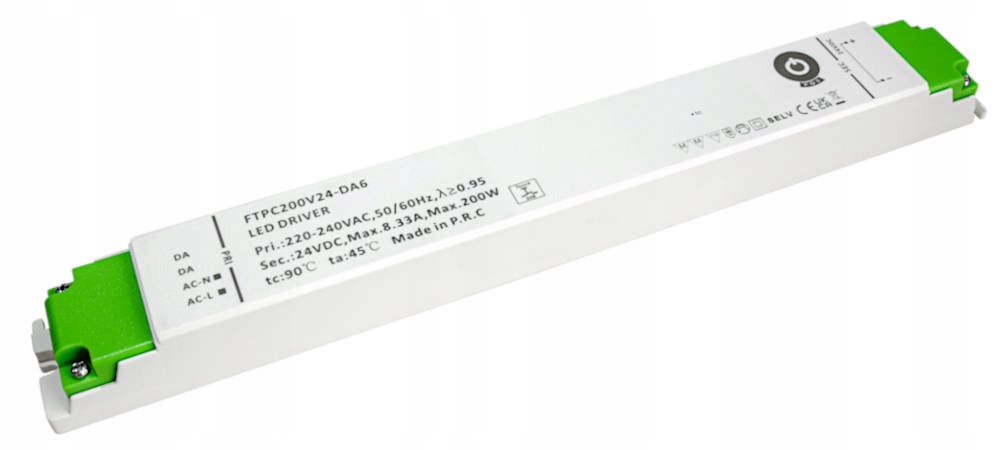 Led nábytkový napájecí zdroj 24V/8.3A stmívatelný Dali Type 6, Push Dimming