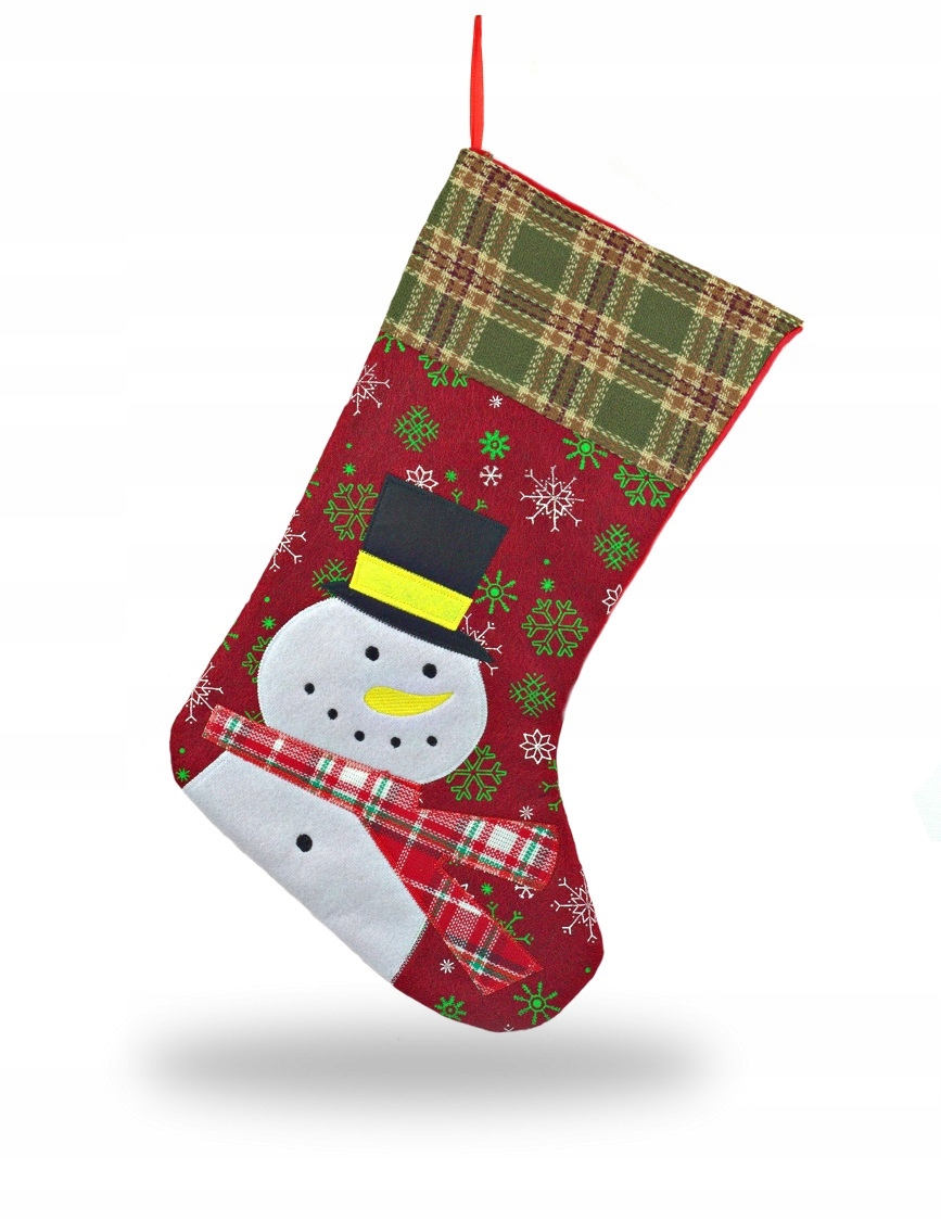 SKARPETA ŚWIĄTECZNA NA PREZENTY OZDOBA ŚWIĄTECZNA BAŁWAN 43 cm