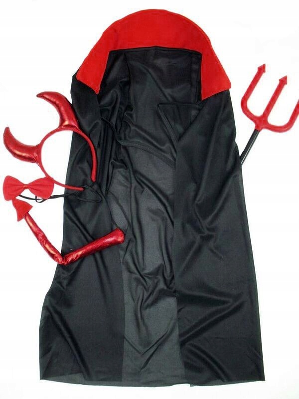 STRÓJ DIABEŁ PELERYNA ROGI WIDŁY OGON MUSZKA