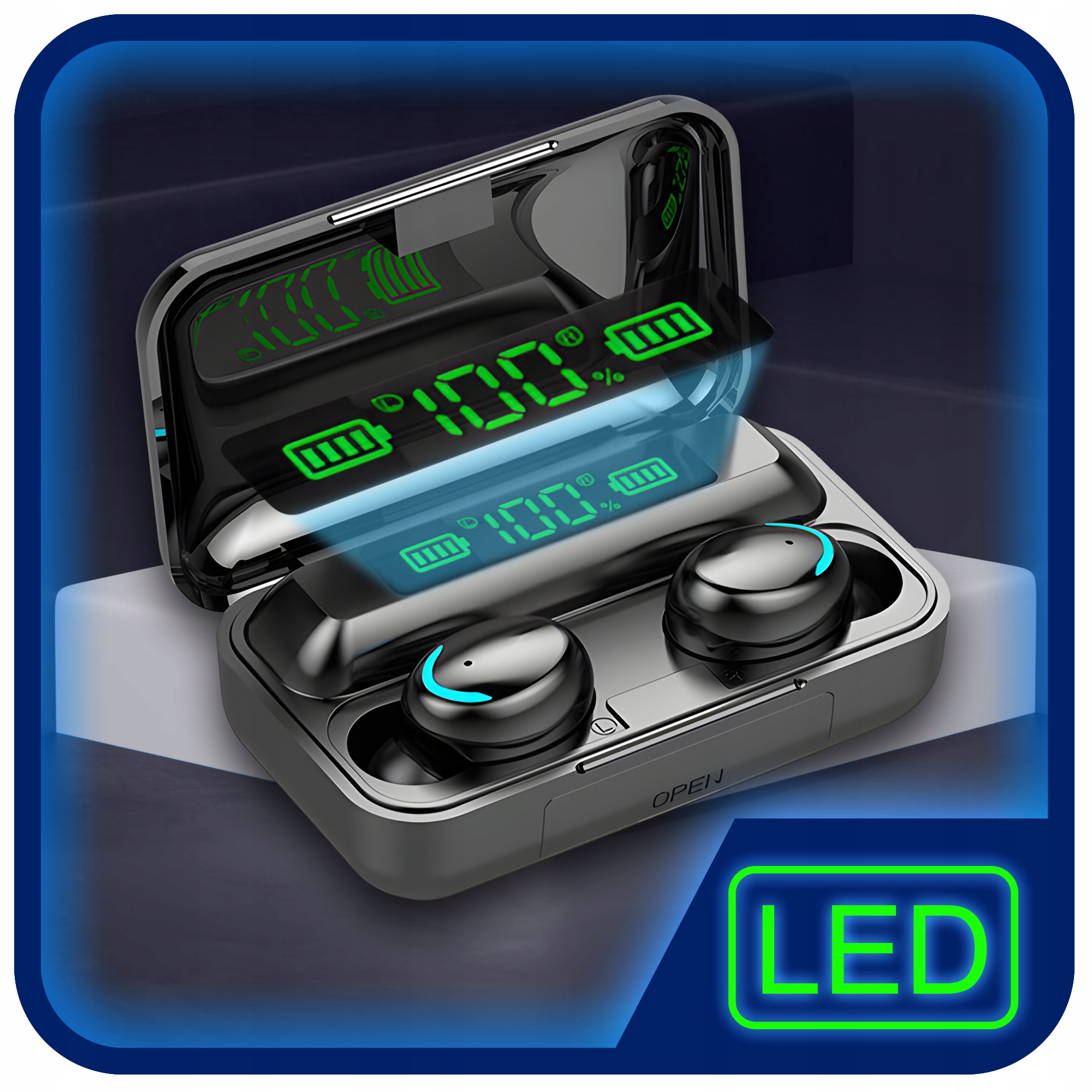 SŁUCHAWKI BEZPRZEWODOWE BLUETOOTH 5.1 F9 - PRO MODEL 2023 TWS + POWERBANK Mikrofon tak