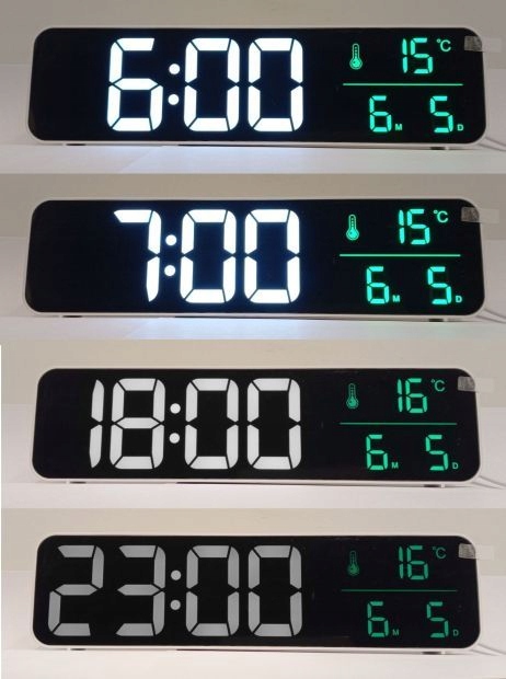 Zegar budzik ścienny, biurkowy LED duże cyfry Wysokość całkowita 7 cm