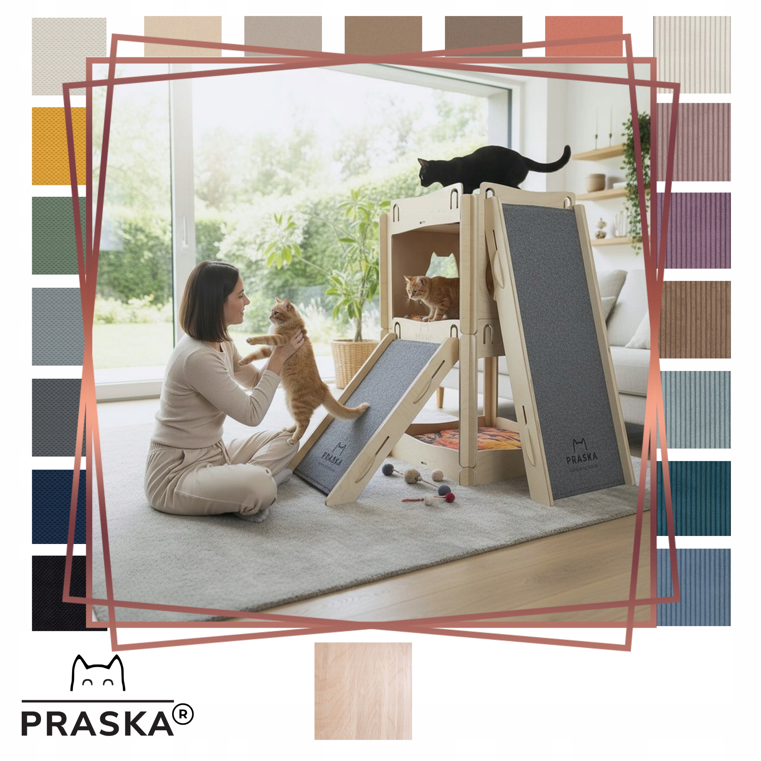 Praska Škrabadlo pro kočky Home Bis luxusní nábytek dětské hřiště překližka Natural