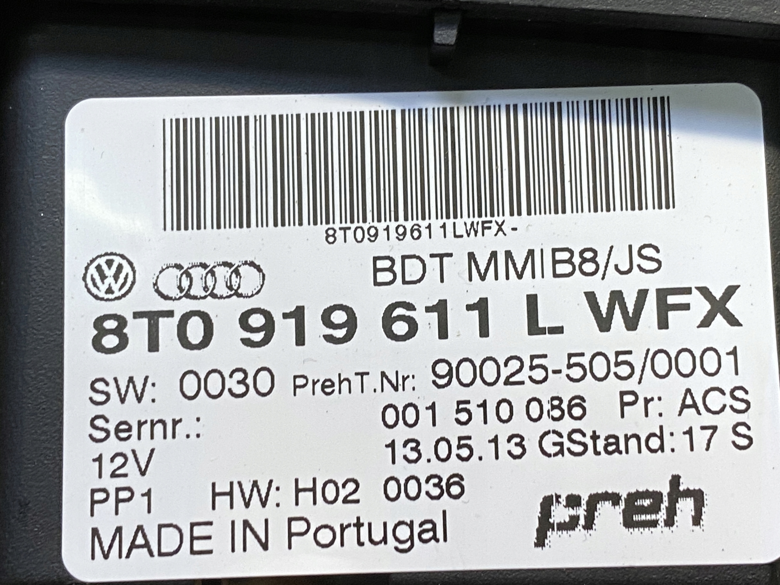 AUDI A4 A5 8K 8T B8 LIFT control panel MMI 8T0919611L