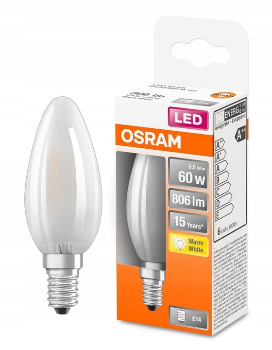 

Żarówka Led 6W=60W E14 świeca Osram 2700K ciepła