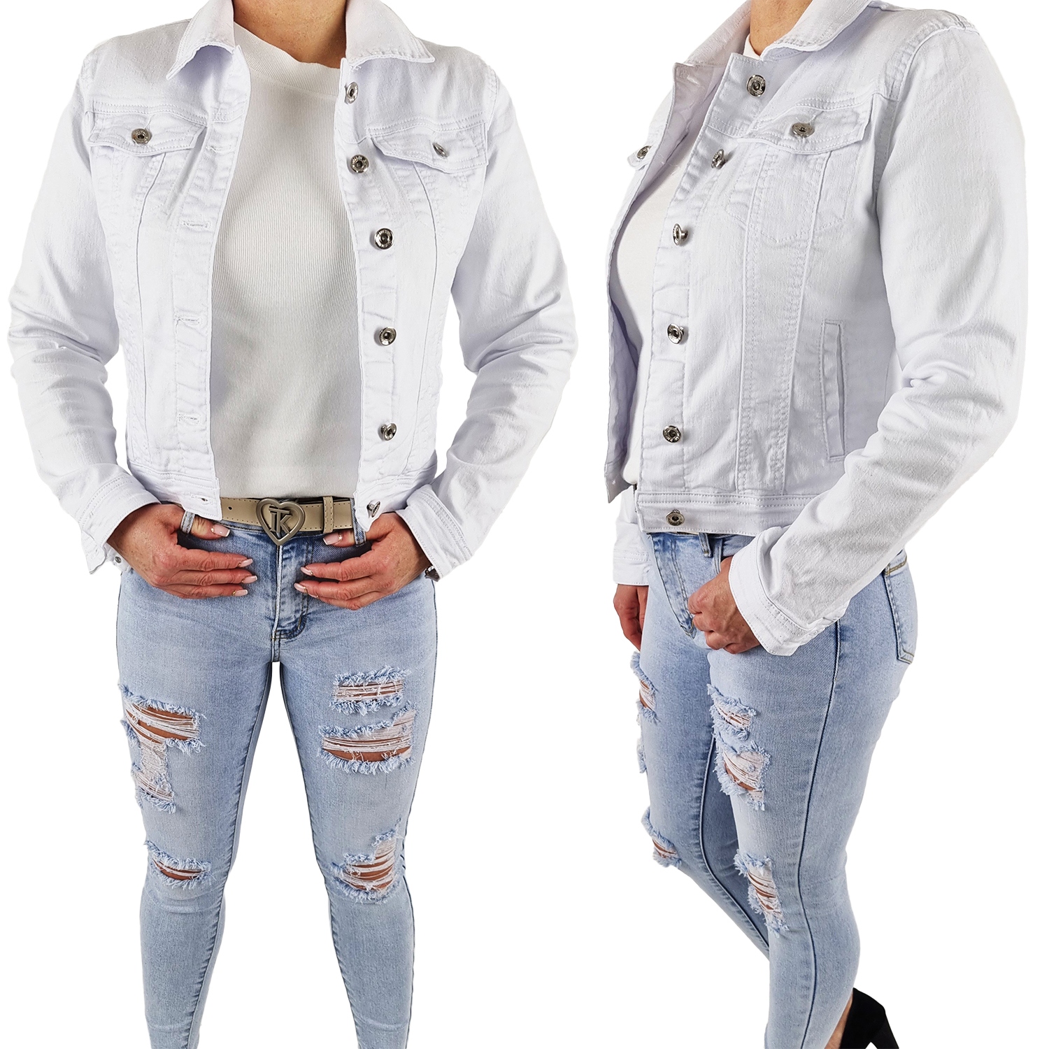 Biała Kurtka Jeansowa Damska Katana Biała