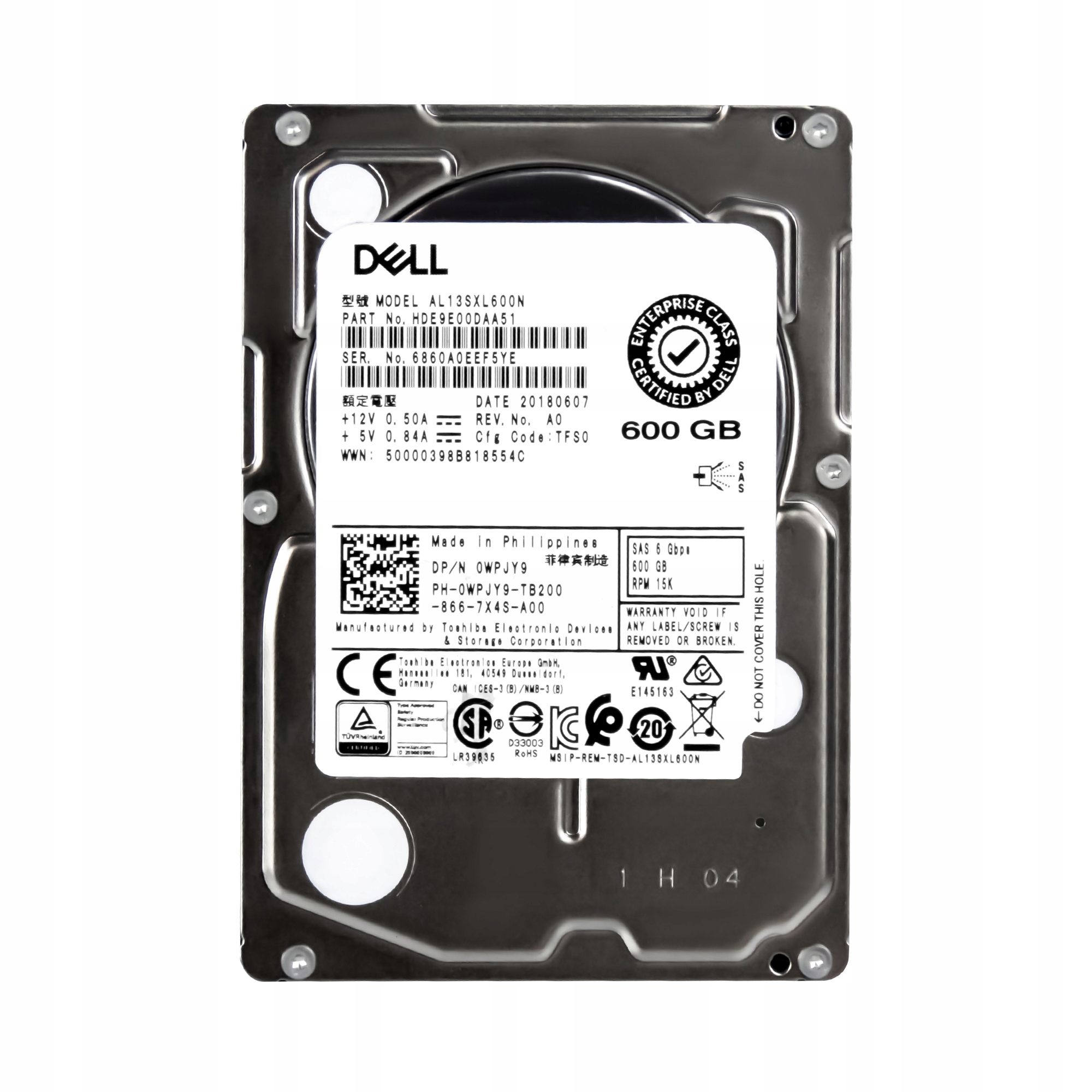 Dell 0WPJY9 600GB 15K 64MB SAS-2 2.5'' AL13SXL600N