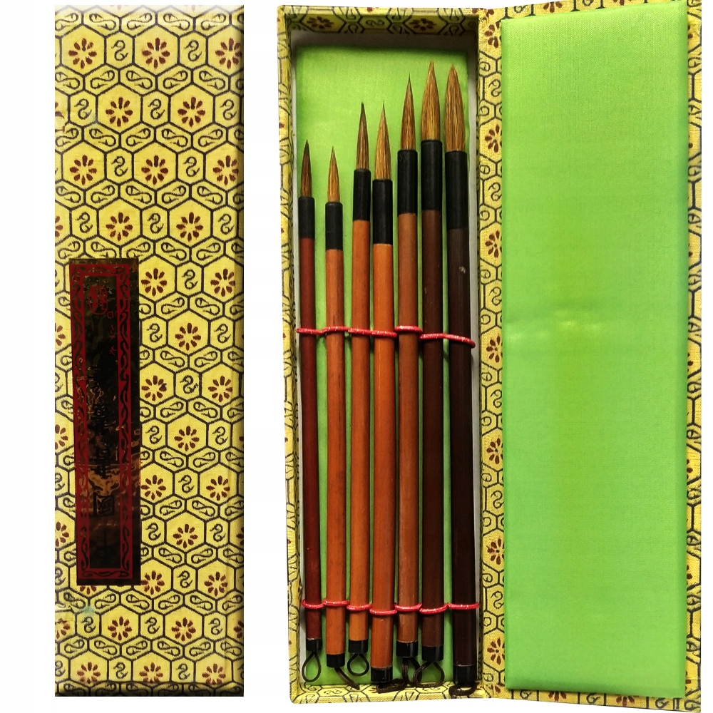 Sada 7 kaligrafických štětců z koňských žíní