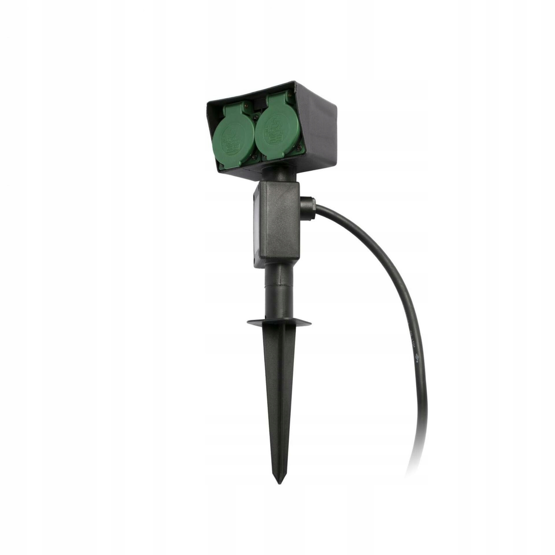 Vonkajší zásuvkový stĺpik Faro GARTEN-1, IP44, čierny, zapichovací, 2x zásu