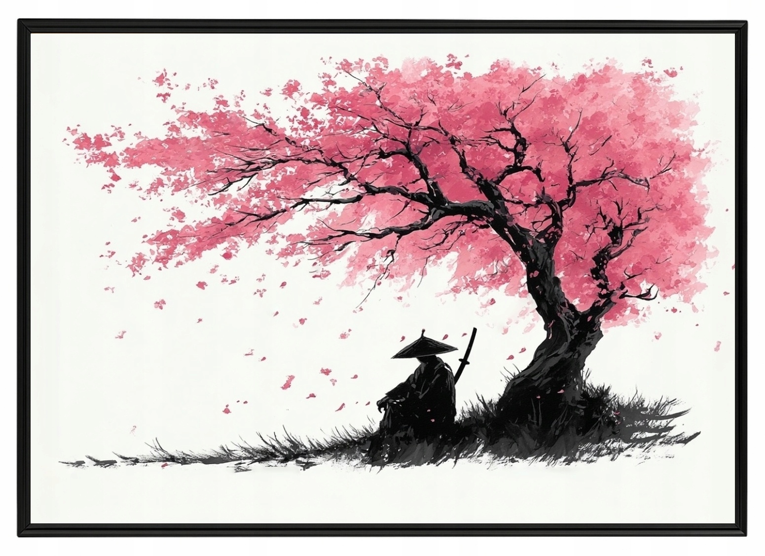Plakát Rámeček Aluminium Grafika Asie Japonsko Višeň Sakura Samuraj 100x70