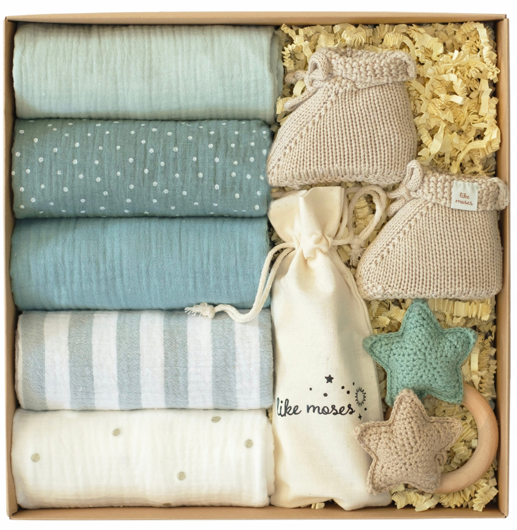 ZESTAW PREZENTOWY DLA NOWORODKA PIELUSZKI WYPRAWKA BABY SHOWER BOX CHRZEST
