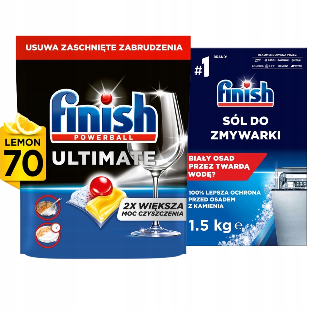 Levně Finish Sada Ultimate All In One 70 Lemon Sůl 1,5kg